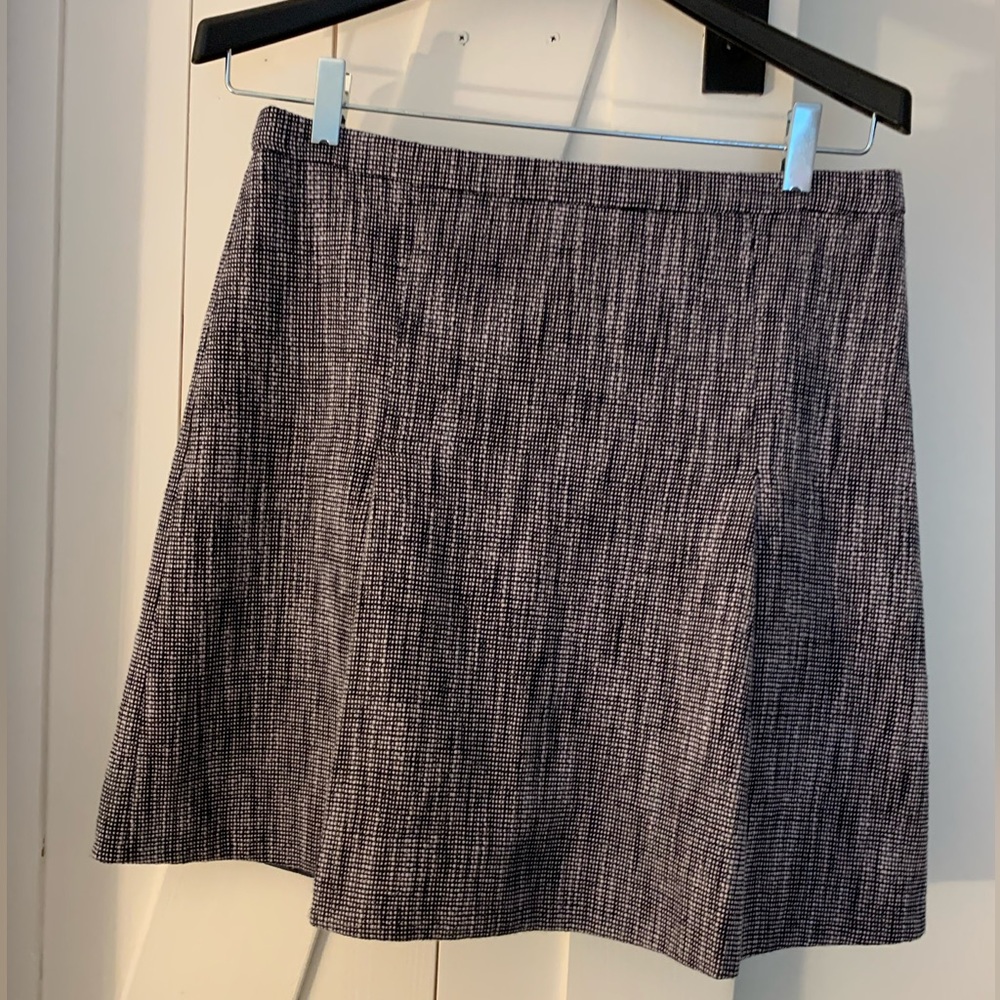 J. Crew Navy/WhiteTweed/Cotton A-Line Box Pleated Skirt (10)